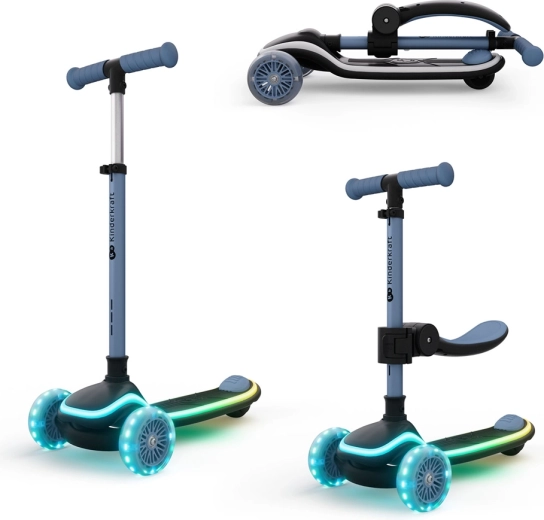 Kinderkraft raket up blue bērnu skrejritenis un skrejbalansieris 2v1 ar led gaismām