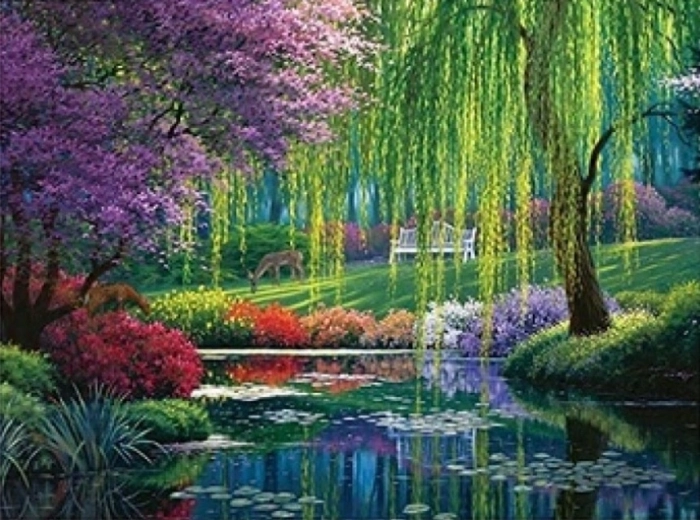 NORIMPEX Paint by Numbers Green Park by the Water 40 × 50 cm