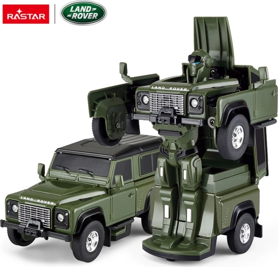 Metāla auto un robots 2 vienā Rastar Land Rover Defender 1:32 zaļš - 1 gab.