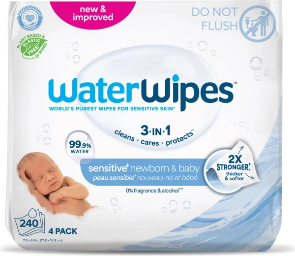 WaterWipes Newborn & Baby 3-in-1 moist wipes, 4×60 pcs (240 pcs)