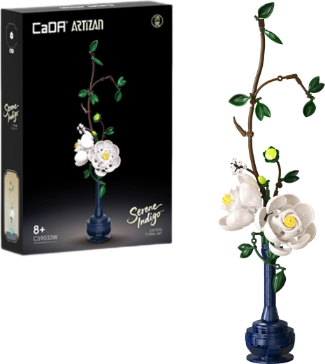 CaDA būvkomplekts "Serene Indigo" ziedi (peonijas) 47,9 cm, 324 detaļas