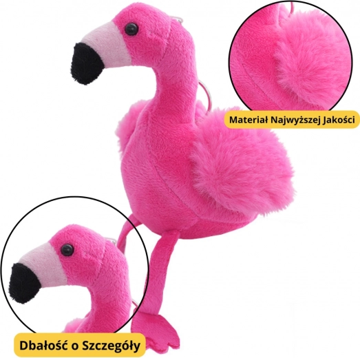 Rozā flamingo plīša piekariņš 12 cm