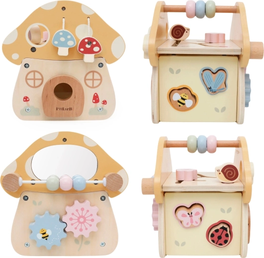 Multiple play activities in one wooden toy