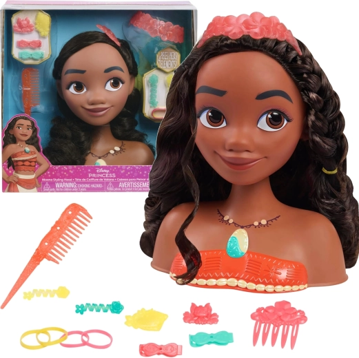 DISNEY MOANA (Vaiana) frizēšanas galva ar 14 piederumiem