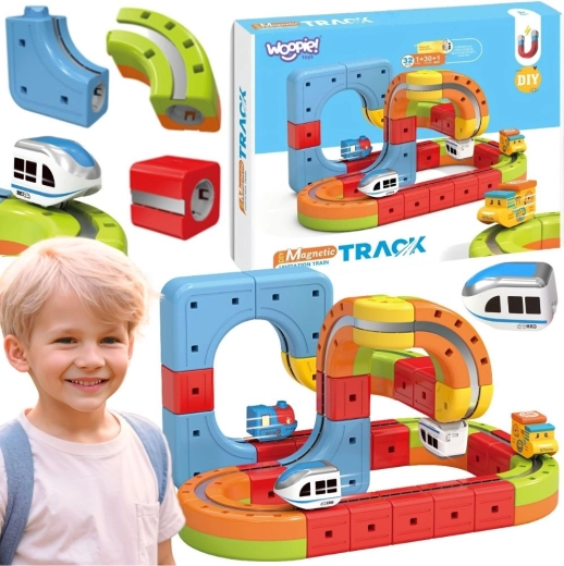 Magnetic Construction Set with Electric Train WOOPIE Magic Cube Train, 32 Pieces