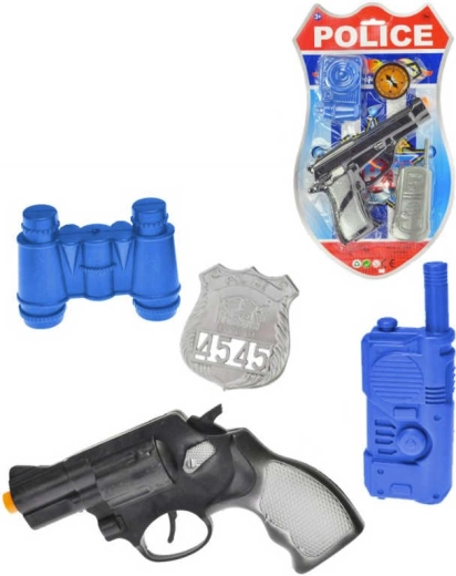 Policijas klikšķināmā pistole 18 cm ar piederumu komplektu (fotoaparāts/binoklis)