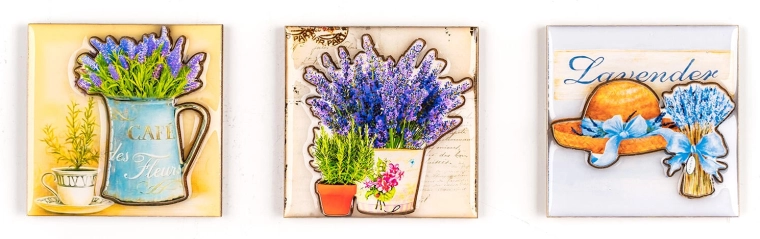 Magnētiņi Lavender – komplekts 3 gab., dekoru mikss