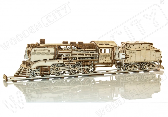 Koka 3D puzle WOODEN CITY ekspresis ar tenderi un sliedēm, 580 detaļas