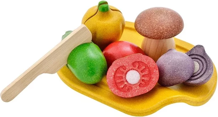 PlanToys wooden vegetable cutting set