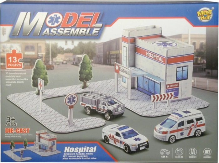 Hospital building set with toy car
