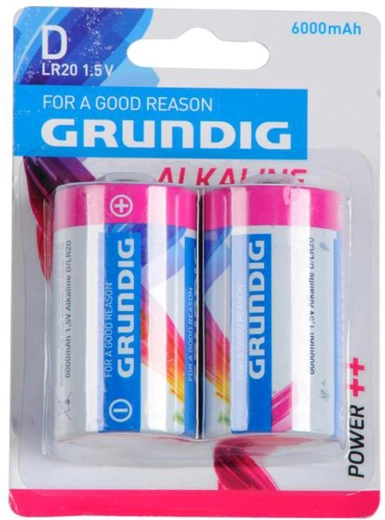 Alkaline batteries D LR20 GRUNDIG 6000 mAh, 2 pcs
