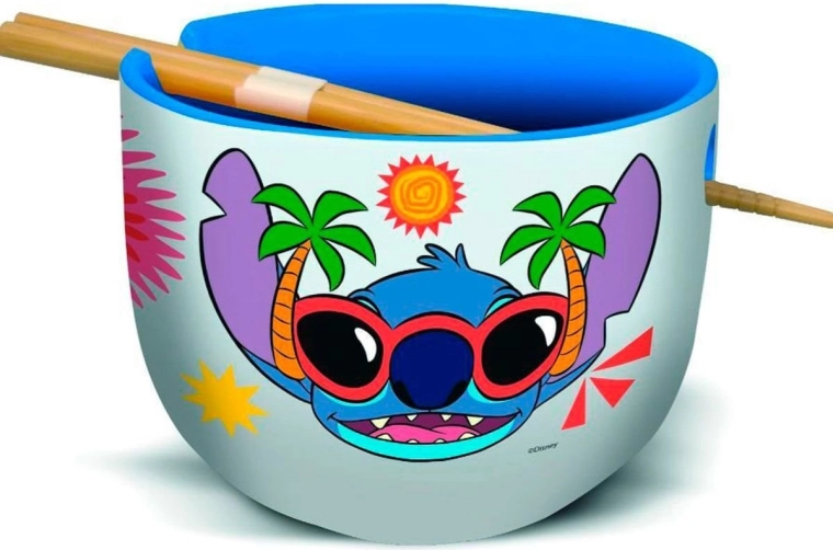 STOR keramikas ramen ēdamais trauks ar irbulīšiem Stitch