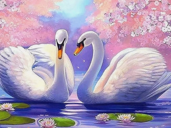 Dimantu gleznošana Gulbju ezers 30 × 40 cm