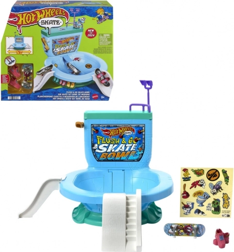 HOT WHEELS Skate Flush & Go – pirkstu skrituļparka komplekts tualetes formā