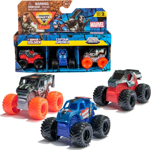 Monster Jam Mini Jams Marvel 3 automašīnu komplekts mērogā 1:87 – 3 gab.