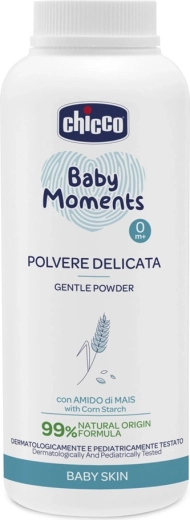 Chicco Baby Moments bērnu pūderis ar kaolīnu un kukurūzas cieti 130 g