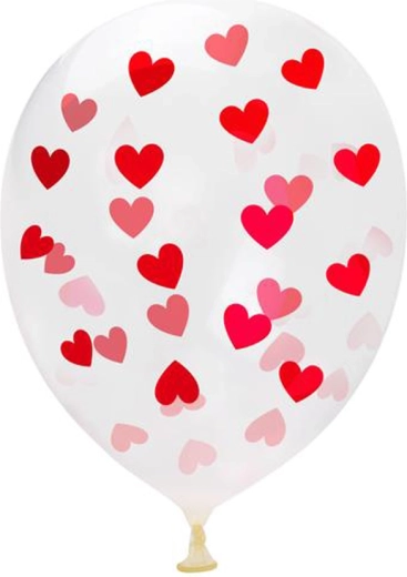 TORO Balloons 30 cm with Heart Print, 5 pcs