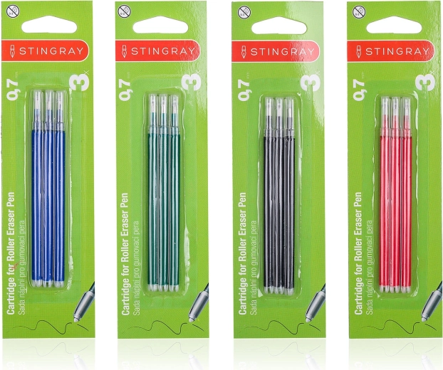 Erasable pen refills 0.7 mm, assorted colors (3 pcs)