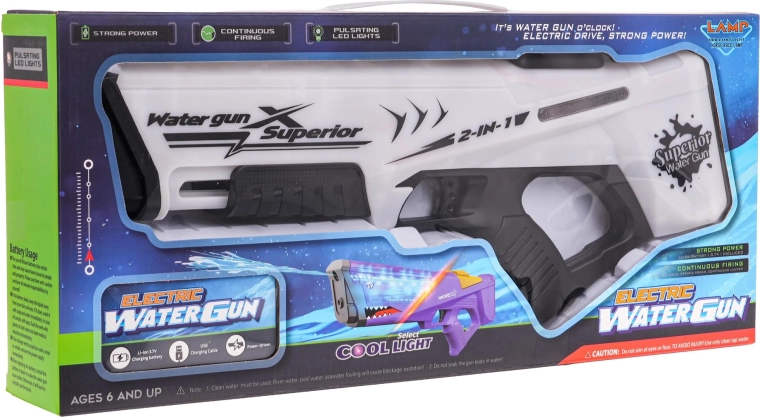 Electric Water Gun with Light 2-in-1 – black