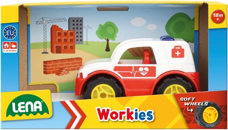 LENA Workies ātrās palīdzības auto, 12 cm, kastītē