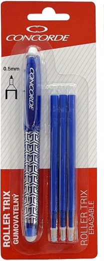 Dzēšams rolleris CONCORDE Trix 0,5 mm, zils + 3 uzpildes