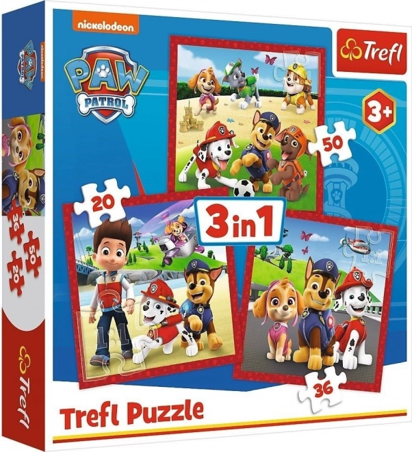 Puzle 3 vienā PAW PATROL Jautrie kucēni Trefl