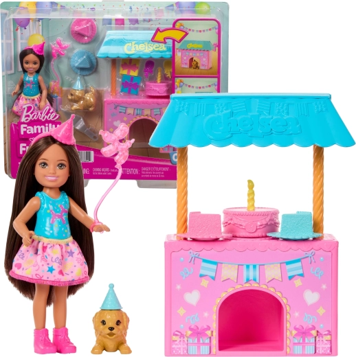 Mattel Barbie Club Chelsea dzimšanas dienas pārsteigums – komplekts ar lelli, sunīti un piederumiem
