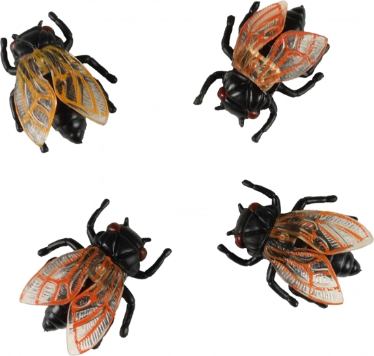 Decorative Plastic Flies for Halloween, 4 pcs