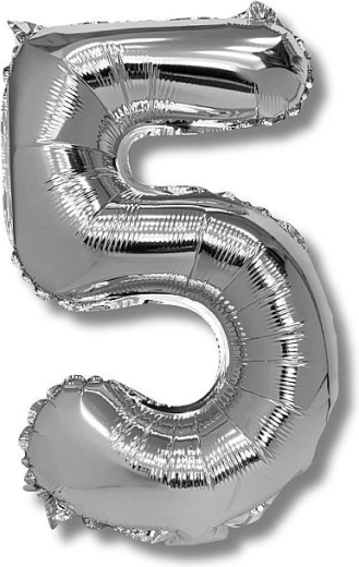 Foil Balloon Number 5, 40 cm, Silver