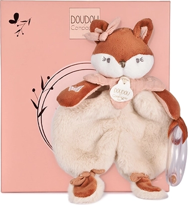 Doudou dāvanu komplekts: plīša lapsa Mina ar grabulīti 18 cm