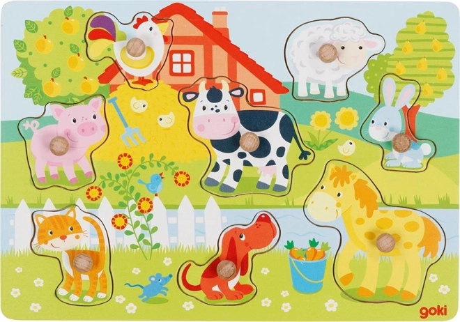 Goki Wooden Puzzle Farm Animals