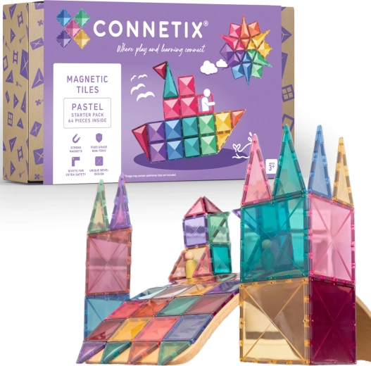 Connetix Pastel Starter Pack magnētiskais konstruktors 64 gab.