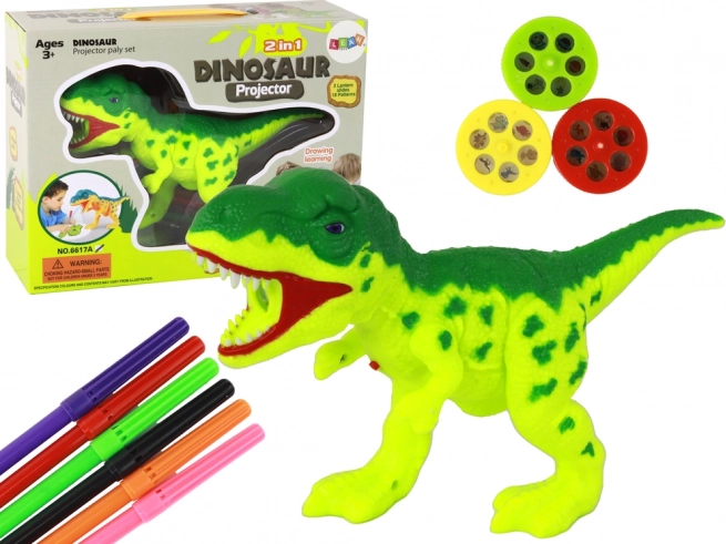 Dinozaura projektors ar krāsošanas pildspalvām