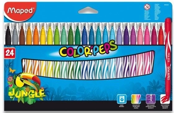 Mazgājami flomāsteri MAPED Color'Peps Jungle, 24 gab.
