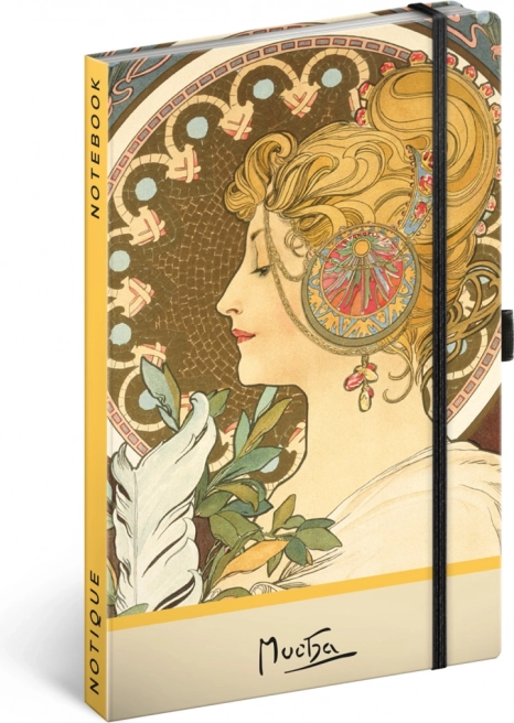 Notebook Alfons Mucha – Feather, dotted, 13 × 21 cm