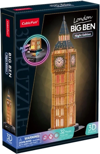 3D puzle ar LED nakts efektu: Big Ben