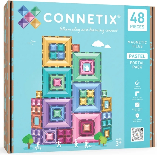 Connetix Pastel Portal Pack – radoši magnētiskie konstruktori, 48 detaļas