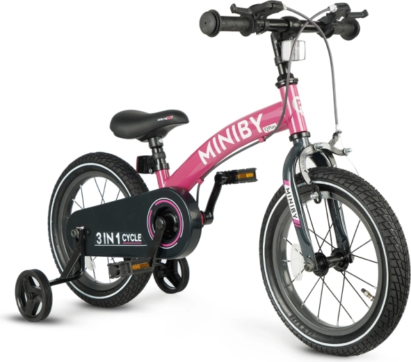 Qplay Miniby 3 in 1 bērnu velosipēds 14" rozā