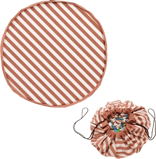 Play&Go Noomad original spēļu paklājs un rotaļlietu maiss Stripes brown