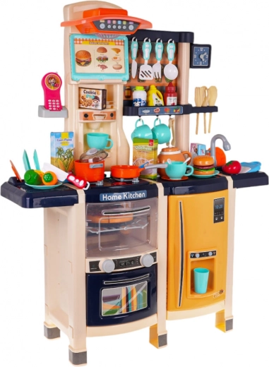 Children’s interactive kitchen with lights and sounds, 65 pieces – Blue