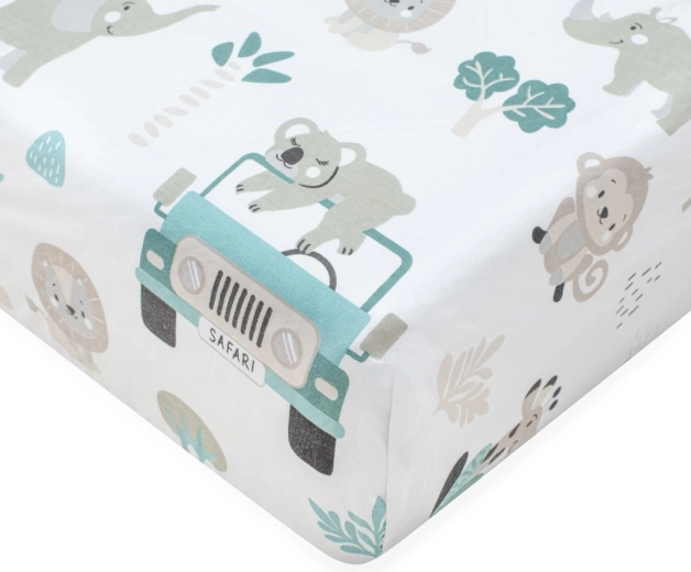Kokvilnas palags bērnu gultiņai NEW BABY Safari II 120 × 60 cm