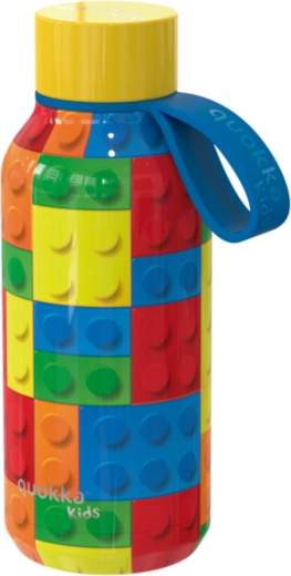 Stainless steel Quokka Kids insulated bottle solid color bricks with strap, 330 ml