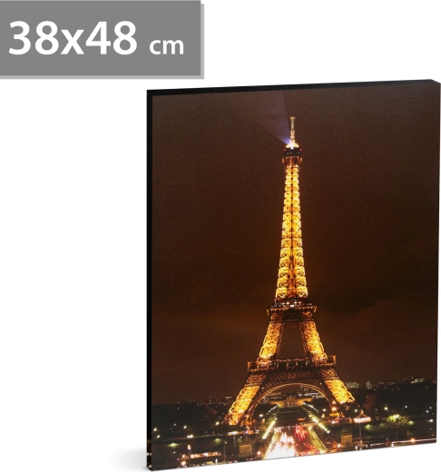 LED Eiffel Tower picture, 38 × 48 cm