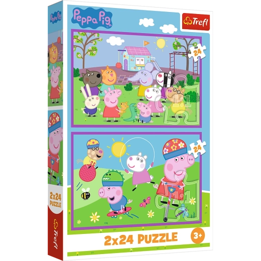 Puzle 2x24 Peppa rotaļu laukumā - Peppa Pig