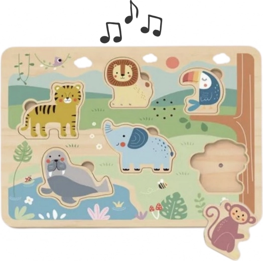 Tooky Toy koka interaktīvā dzīvnieku puzle