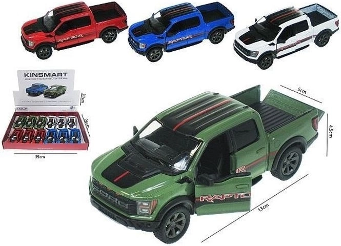 Automašīna Ford F-150 Raptor 2022 ar inerces mehānismu (pull-back) un atveramām durvīm