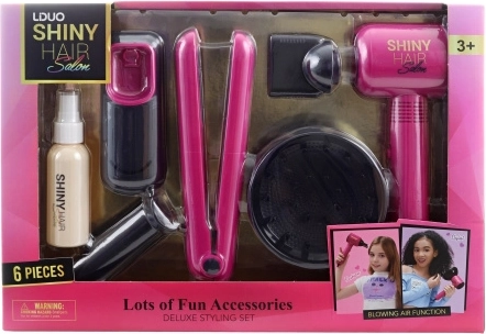 Battery-Powered Hair Dryer and Straightener Set with Accessories for Kids