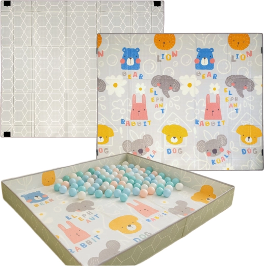 3-in-1: paklājs, o rāda un bumbiņu baseins