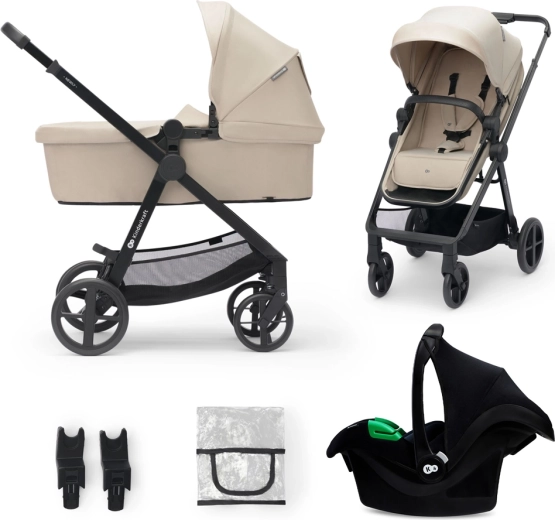 Kinderkraft NEWLY 3-in-1 travel system stroller with MINK PRO i-Size car seat – Sand Beige