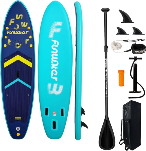 FunWater piepūšamais SUP paddleboard, 350 × 86 × 15 cm, jūras zilā krāsā